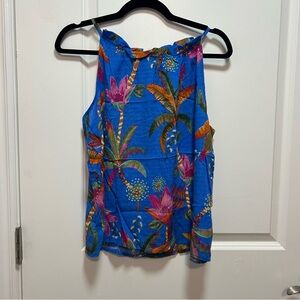 Blue Tropical Print Women’s Tank Top